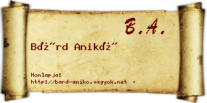 Bárd Anikó névjegykártya